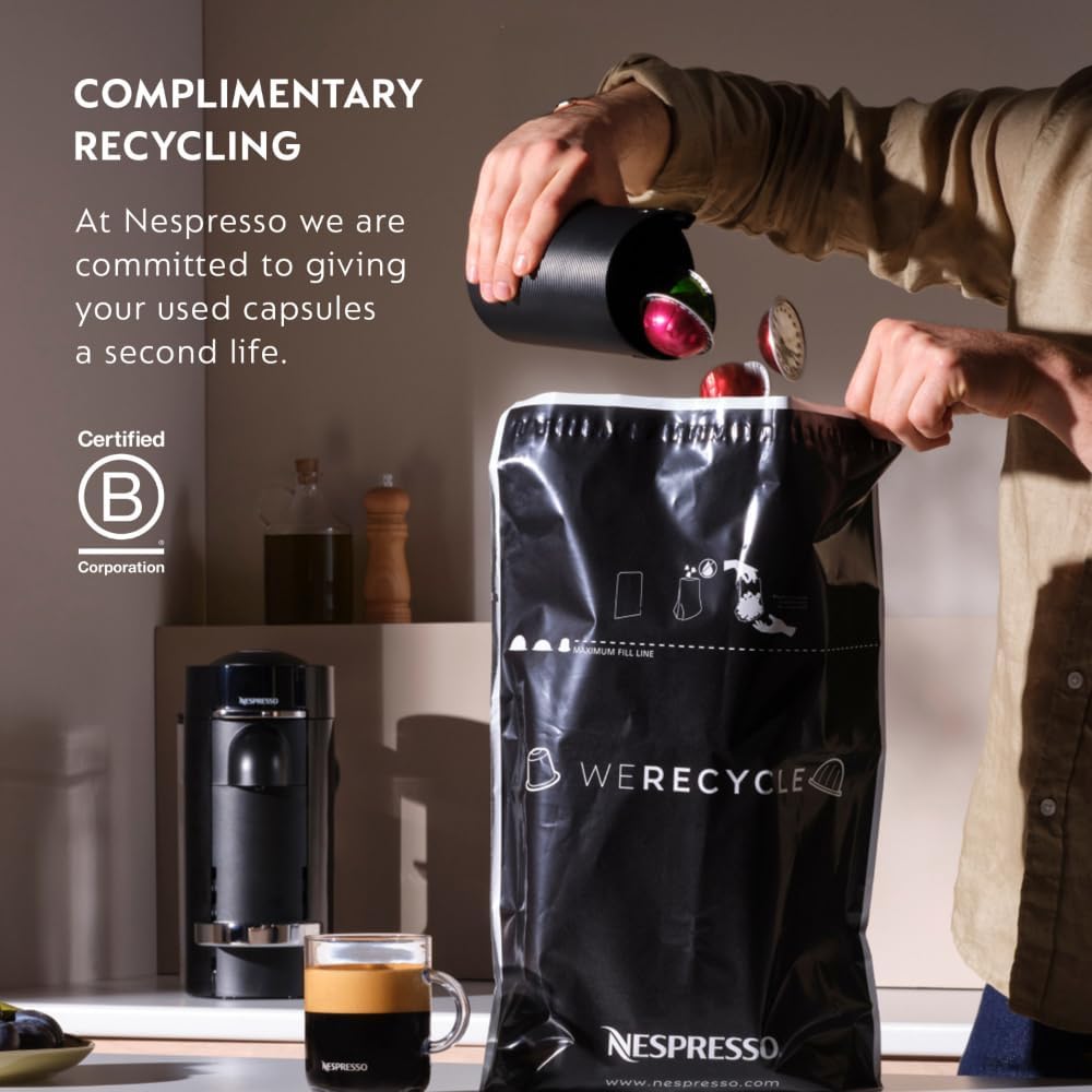 Nespresso Vertuo Pop+ Coffee and Espresso Maker by De'Longhi, Black Matte with Dark Chrome